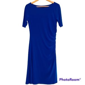 JONES OF NEW YORK DRESS  Beautiful Blue Side Ruching Easter Dress Sz 12